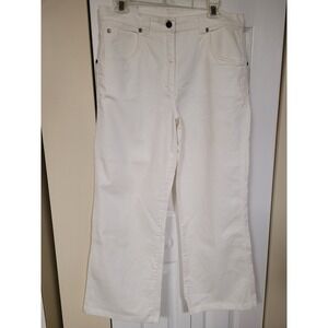 Blue Willi's Women White Wide Leg Cotton Stretch Pants Nautical Vibes Size 34X38